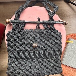 Black Knitted Shoulder Bag